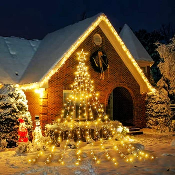 Karácsonyi Csillag Tündér Fény Garland String Fény 317 LED karácsonyfa Lóg Csillag Fénye Háztáji Fél Ünnepi Dekoráció