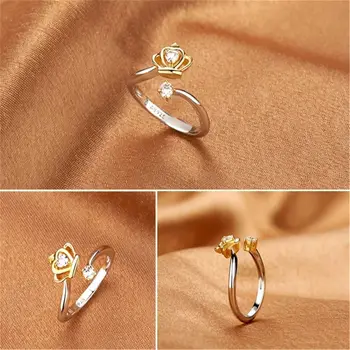 2021 Arany & Ezüst Színű A Hercegnő, Királynő Korona Gyűrű Design Esküvői Gyűrű Női Ékszer Női Eljegyzési Buli, Nagykereskedelmi