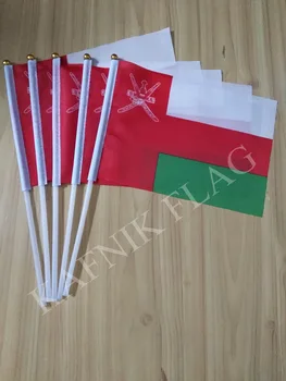 KAFNIK,5db 14*21 cm Omán kezében zászló Nemzeti kezében Zászló Rudat reklám dekoráció, ingyenes szállítás