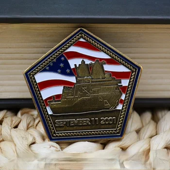 Az egyesült Államok A Repülőgép-Anyahajó az USS Arlington Szuvenír Bronz Bevonatú Ötszögletű Érme Mindig Emlékezni 9.11 Emlékérme