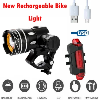2021 Új LED-Hegy Ciklus Fej Fény Vízálló USB Újratölthető 15000LM XML-T6 MTB Kerékpár Első Hátsó Lámpa 3 Mód