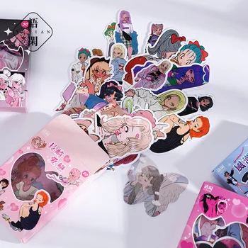50Pcs/doboz Rajzfilm Anime Lány Dobozos Matricák Napló Album Címkék Aranyos Lány Csomag Dekoratív Írószerek Matrica