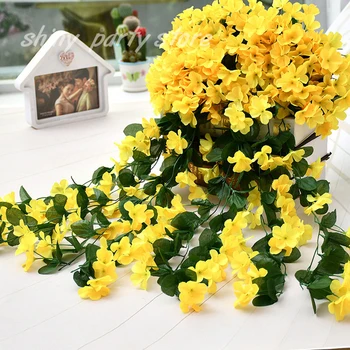 Utánzás Lila Esküvői Lóg Fal Selyem Ablak Erkély Dekoráció Hamis Virág 18 Hortenzia Room Decor Lila Sárga Virágok