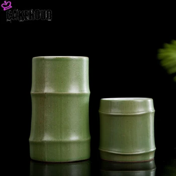 Jingdezhen Kreatív, Kézzel Készített Kerámia Bambusz Csésze Fedő Kínai Retro Bionikus Porcelán Csésze Tea Szűrő Lyuk Kupa Személyiség Bögre