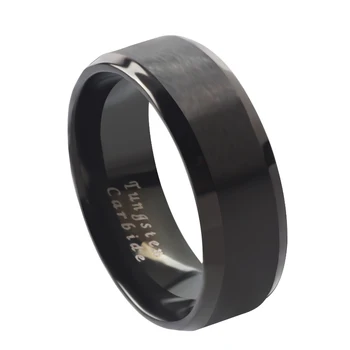QianBei Menő Férfiak Tugsten Keményfém Gyűrű Rövid Design Divat 316L Rozsdamentes Acél Punk Fekete Gyűrű, Férfi Esküvői Eljegyzési Gyűrű