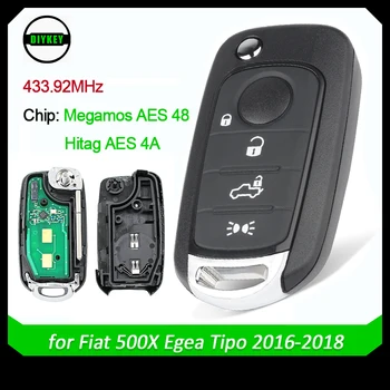 DIYKEY Távoli kulcstartó 433.92 Mhz MQB 48 a Fiat 500 x Egea Tipo 2016-2018 I6FA Modell Megamos AES / ID48 Hitag AES / 4A Chip