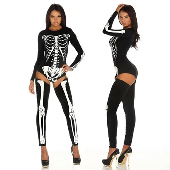 Ijesztő Zombi Jelmez Csontváz, Koponya Body Ruha Karnevál Party Dress Up Halloween Jelmez Felnőtt Nők