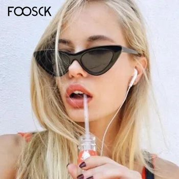 FOOSCK forró új trendek luxus 2018 napszemüveg nők Vintag macska szeme leopárd szemüveg Női Retro Márka tervezője UV400