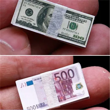 1:12 Méretarányú Kreatív Mini Dollár Euro Pénzt Miniatűr Bankjegyek Gyermekek Játék Ajándékok Babaház Miniatűr Tartozékok