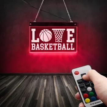 Szeretem a Kosárlabdát LED Világító Plexi Táblát Kosárlabda-Rajongók Szoba LED Világítás Wall Art neonreklám Sport Club Dekoráció
