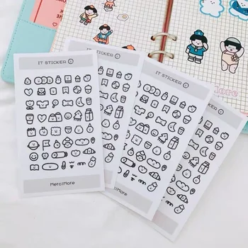 10 Lap Áttetsző Aranyos Matrica Fekete-Fehér Emoji PVC, Vízálló Anyag Kézikönyv Anyag Aranyos Matricák