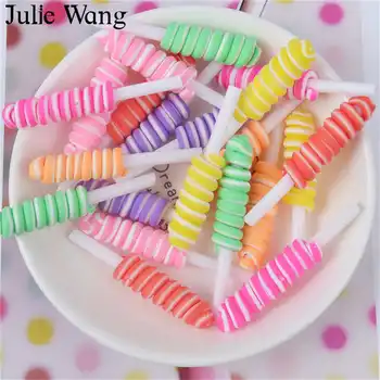 Julie Wang 10DB Vegyes Gyanta Lollipop Szivárvány Mesterséges Cukrot Iszap Varázsa Medálok, Ékszerek, Nyaklánc, Karkötő Tartozék