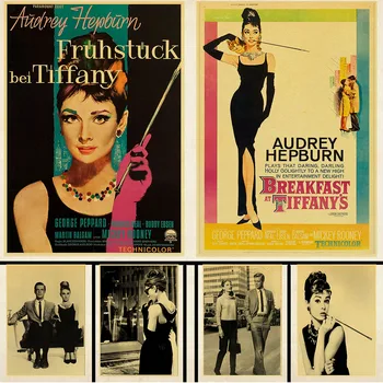Álom luxuskivitelben színész Audrey Hepburn poszter nátronpapír vintage poszter Hálószoba falmatrica/fali Dekoráció