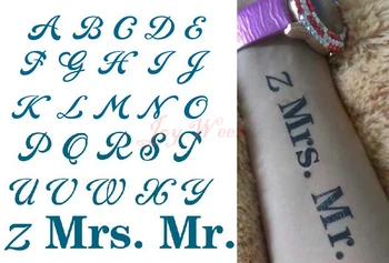 Vízálló Ideiglenes Tetoválás Matrica angol szó betűk ábécé Úr tatto matricák flash tetoválás hamis tetoválás lány, férfi 4