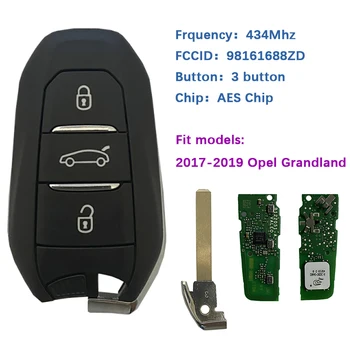 CN028016 Eredeti 3 Gomb 2017 - 2019-Es Opel Grandland X Intelligens Kulcs, AES Chip 434MHZ 98161688ZD IM3A