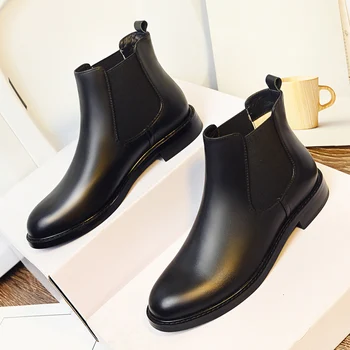 Anglia stílus női alkalmi chelsea boots őszi téli eredeti bőr cipő női streetwear boka boot jóképű rövid szarcsimbók