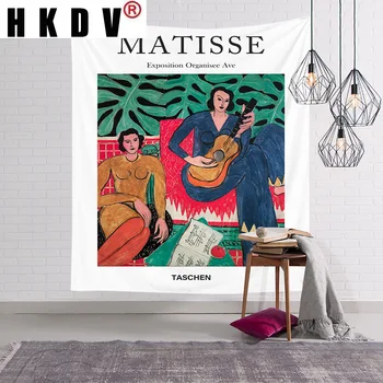 HKDV Retro Szépség Matisse Festmény, Gobelin Falra Amely Szőnyegek Háttér Ruhával Strand Matrac Takaró Művészeti Élet lakberendezés