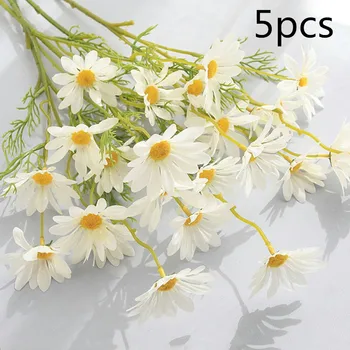 5db művirágok Műanyag Fehér Daisy Long Branch-Narancs Lila Kert Esküvői Menyasszonyi lakberendezési Hamis Virág XXW00633