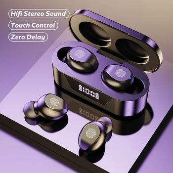 Vezeték nélküli fone Bluetooth Fejhallgató zajszűrős Touch Control Fülhallgató Sztereó Sport Vízálló TWS Fülhallgató Mikrofon, Headset játék