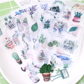 6 db/sok Friss Zöld Növények Dekorációs Matricák Scrapbooking DIY Napló Album Stick Felkínálja Japán papíráru