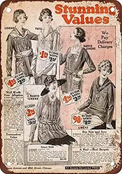 1920 Women39;s Ruha Vintage Megjelenés Szaporodás Fém Adóazonosító Jel 8X12 Cm
