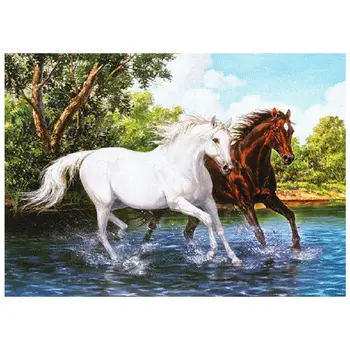 DIY 5D Gyémánt Festmény 40X30 Mozaik haza fali dekoráció lépés a víz szerelmeseinek ló