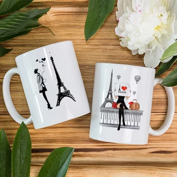 Párizsi Lány Eiffel-Torony Bögrék Szuper Anya Grafikus Kupa Szabott Prémium Bögre New York-London Street View Kávé, Tej Víz Kupa