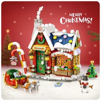 Kreatív Karácsonyi Ház Mikulás Modell Építőkövei Karácsonyfa Hóember Wtih Adatok Mini Tégla Diy Játékok Ajándék