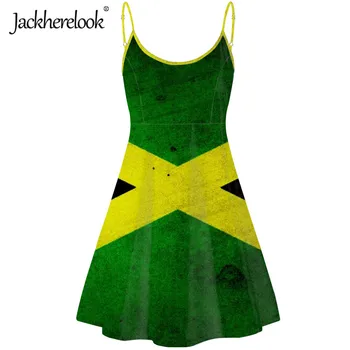 Jackherelook Jamaikai Zászló, Márka, Design Női Ujjatlan Party Ruha, Állítható Spagetti Pánt Ruhák, Strand Ruha Mujer