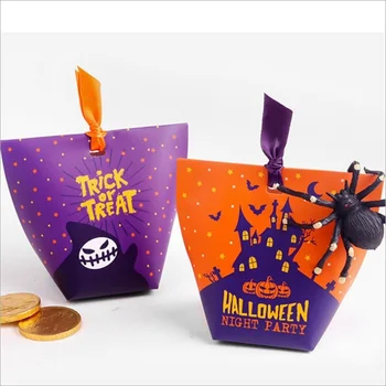 10db Halloween Papír Candy Fél Zsák Zsák Gyerekek Csokit Vagy Csalunk Táskák Zacskó Cookie-Dobozok Halloween Party Ajándékot, Szívességet Kellékek