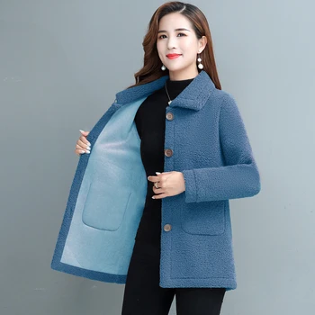 2021 Nők Ősszel, Télen gyapjú Kabát 2021New Női Sűrűsödik Egy Darab műszőrme Kabátot Plus Size 5XL P008