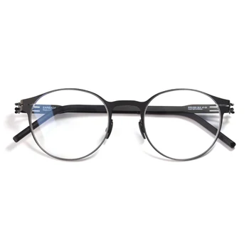 Ötvözet Fém, Fekete Szemüveges Férfi Screwless Vékony Kerek Vintage Szemüveg Nők Rövidlátás Receptet Optikai Keretek Unisex