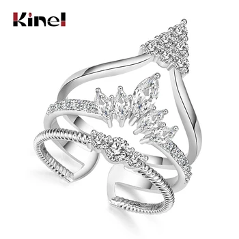 Kinel Fényes Cirkónium Korona Gyűrűk Női Fehér Arany Színű Geometriai Nyitó Kristályok Esküvői Gyűrű Női Judit Ékszerek