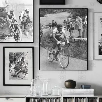 France Kerékpáros Verseny Vintage Poszter Fekete-Fehér Fotózás Federico Bahamontes Vászon Festmény Wall Art Képek Haza