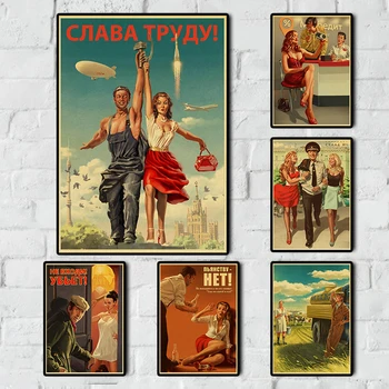 Sztálin SZOVJETUNIÓ CCCP Retro Plakát Home/Bár/Nappali Dekor Kraft Papír Magas Minőségű Poszter Fali Matrica