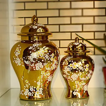 Jingdezhen antik porcelán templomba jar arany ezüst váza kerámia edény