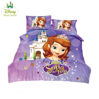 Fukszia színű, paplanhuzat készlet lányoknak hálószoba Disney Szófia hercegnő ágynemű egyszemélyes ágy gyerek ágynemű 3db poliészter 400TC 3d