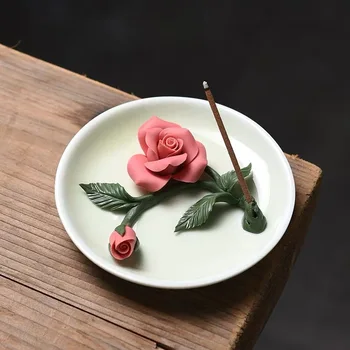 Virág Kézzel készített Füstölő 3D-s Virág-Kerámia Füstölő Tartót Hivatal teaszertartás Porta Incenso lakberendezési EB5XX