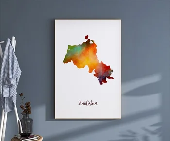 Kurdisztáni Térkép Poszter Wall Art Dekoráció Nyomtatás, Ajándék vászon akvarell poszter