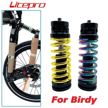 Litepro Birdy Kerékpár Első Sokkok Állítható Csillapítás Lengéscsillapító Csillapító Tavaszi Titán Ötvözet Tengely