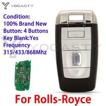 YOCASTY 4 Gomb Okos Távirányító Autós kulcstartó Esetben Fedezi A Rolls Royce Phantom Stílus Vágatlan Üres Penge Csere