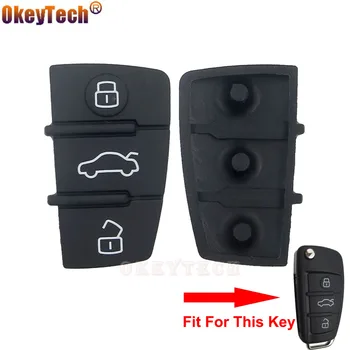 OkeyTech 3 Gomb Csere Autó Kulcs Gumi Gombot Pad Audi A3 A4 A5 A6 A8 Q5 Q7 TT S-LINE RS Flip Távoli Kulcs a hüvely