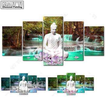 100% - os Teljes 5D Diy Daimond Festmény Kereszt-öltés Buddha Multi-kép Gyémánt Festmény Strassz Festmények Hímzés Táj