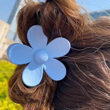 2021 Divat Nagy Kék Virág Műanyag Haj Karmok Rózsaszín Akril hajcsat Karom Fodrász Eszköz Haj Kiegészítők Nők Fél