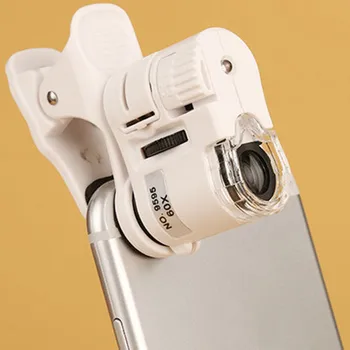 60X Mobiltelefon Mikroszkóp, Nagyító LED Telefon Univerzális Mobil Nagyító Makró Objektív Zoom Kamera Klip