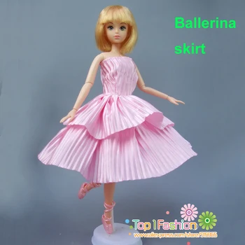 ingyenes szállítás 1pieces minőségű teljes körül rövid balett pink dress barbie baba ruha