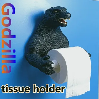 Godzilla Wc Papír tartó Szövetek Állvány Falra Szerelhető Fürdőszoba Roll Jogosultja Papír Zsebkendőt Rack Horog 3D gyanta papírtörlő-tartó