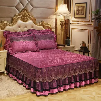 Európai Luxus Ágy Terjed, 3 Db King-Size Ágy, Fedél Ágy Sheet Beállítja Ágytakarók King/Queen-Size Ágy, Fedél Bársony Ágytakaró