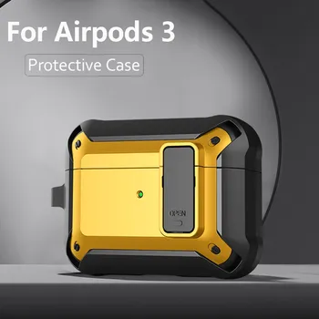 Páncél Kapcsoló Fedél Fülhallgató Esetében Airpods 3 2021-Ügy Valódi védőburkolat Apple Airpods 3 Esetben Air pod-3 Kulcs Horog