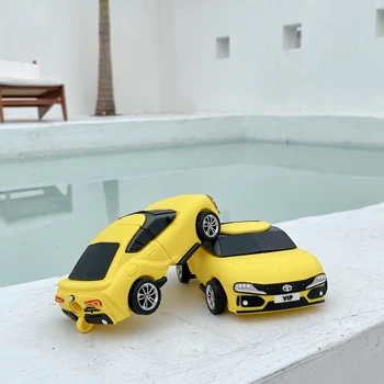 Divat 3D Sárga Sport Autó Modell Szilikon tok Airpods 1 2 Pro Vezeték nélküli Bluetooth headset Rajzfilm Védő Fülhallgató borító